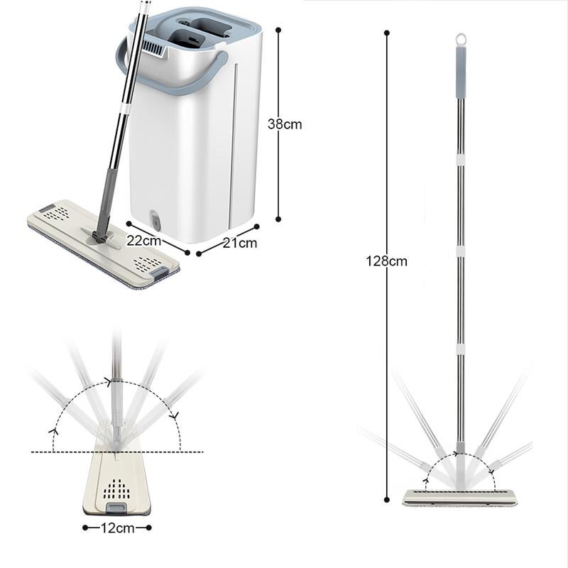 CLEANFOK Microfibre Mop with Bucket and 4 Washable Pads - White