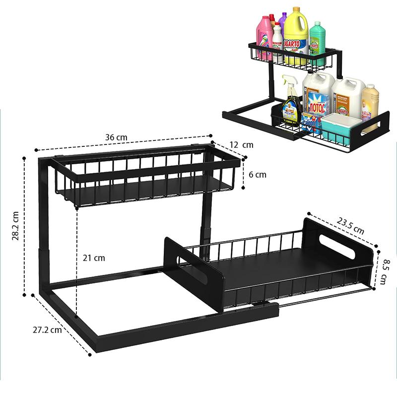 STORFEX 2 Pack Under Sink Organizer - Black
