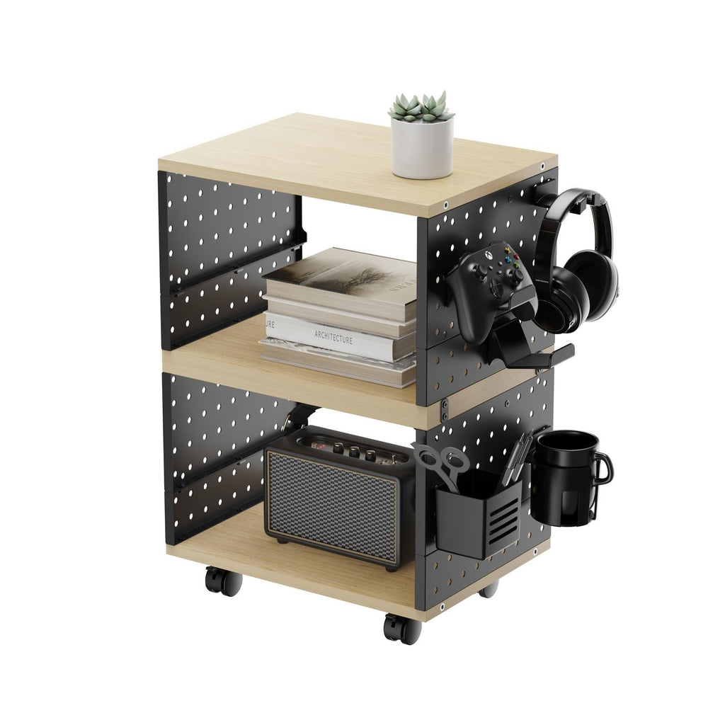 Gorilla Office - Storage Trolley With Pegboards & Accessories (Black - Wood)