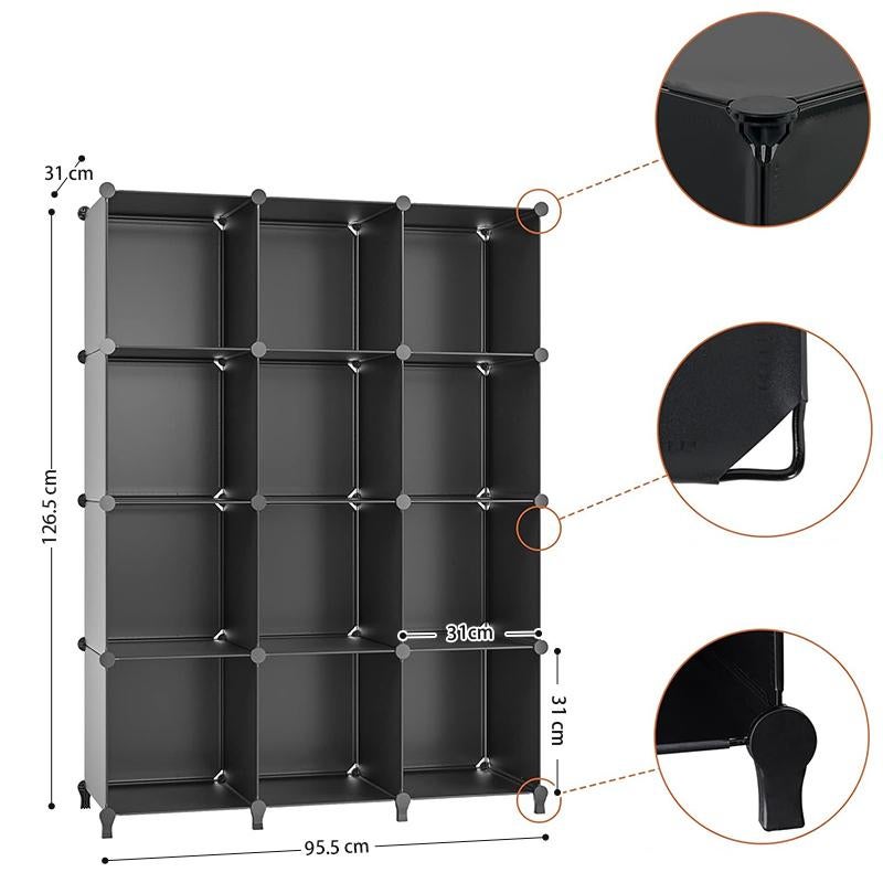 STORFEX 12 Cubes Storage Organizers - Black