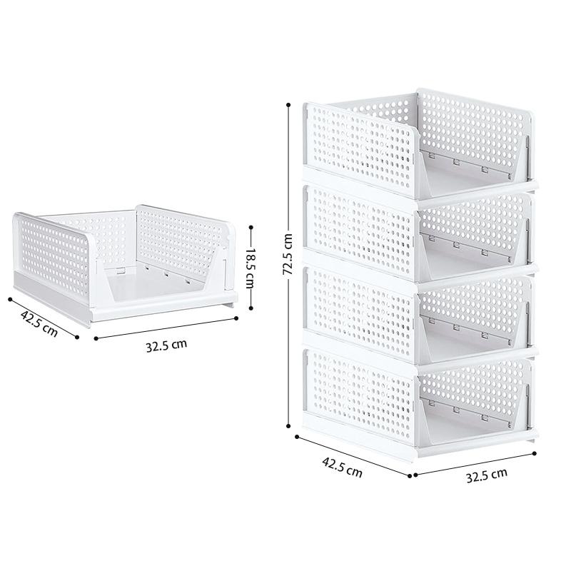 STORFEX 4-Pack Folding Closet Organizer Storage Boxes - Medium