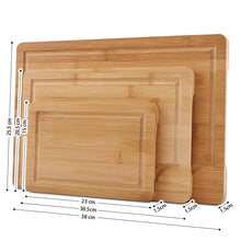 Load image into Gallery viewer, OZZYCOOK 3-Pack Bamboo Cutting Boards for Kitchen Prep and Serving