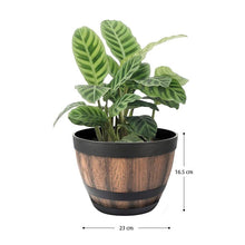 Load image into Gallery viewer, GREENHAVEN 23cm Plastic Imitation Barrel Planter Pots - 2 Pack