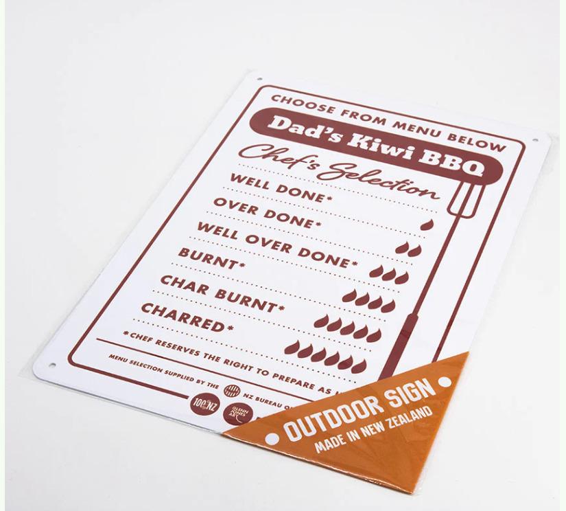 Glenn Jones: Dad's BBQ Sign - 100% NZ
