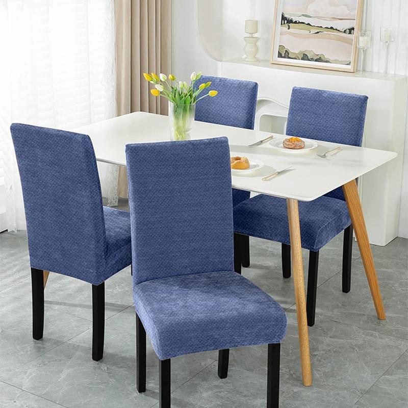 COMFEYA 2 Pack Checked Dining Chair Slipcover - Blue