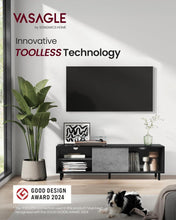 Load image into Gallery viewer, VASAGLE Superfast Toolless 1.40M TV Stand Cabinet - Ebony Black and Concrete Grey