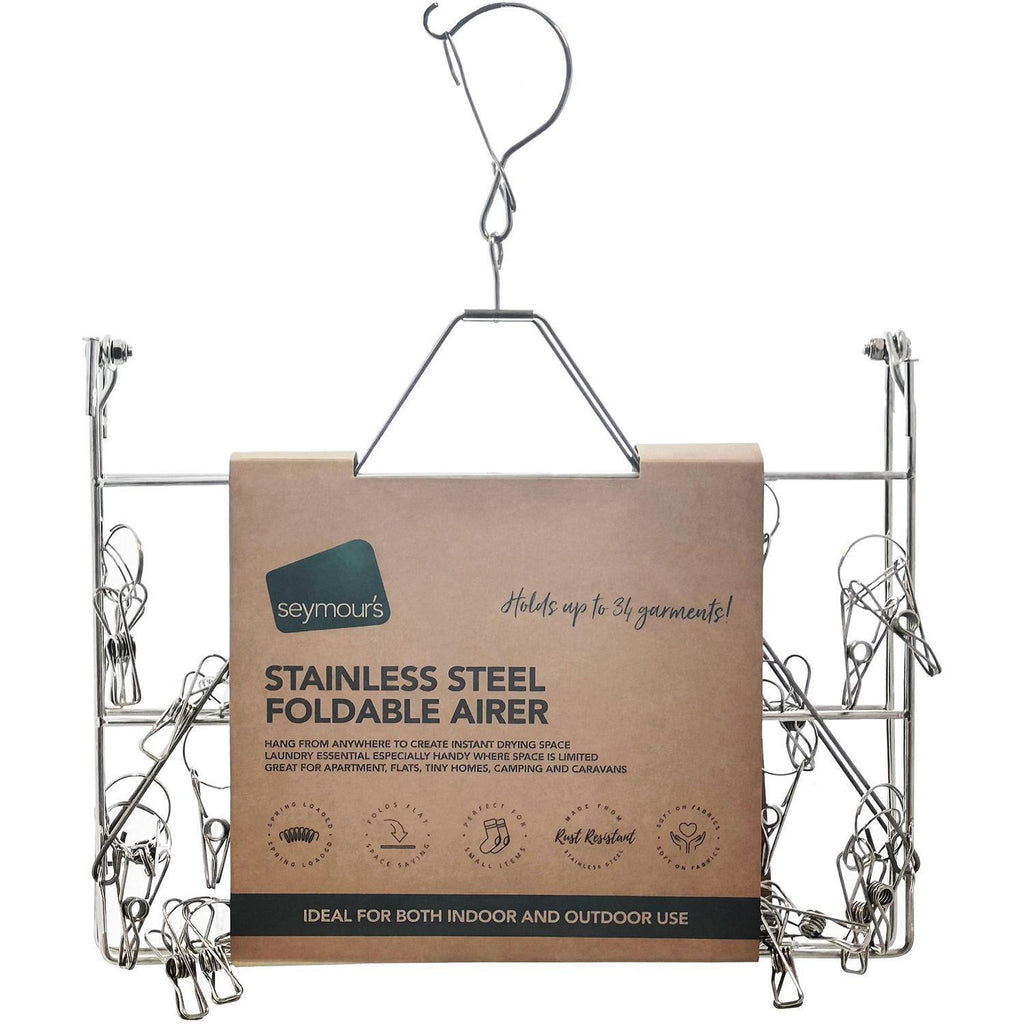 Seymours: Stainless Steel Foldable Airer (with 34 Pegs)