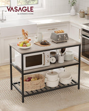 Load image into Gallery viewer, VASAGLE Kitchen Island with 3 Shelves - Greige/Black