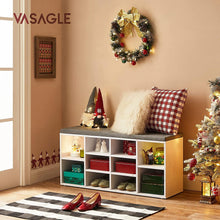 Load image into Gallery viewer, VASAGLE Shoe Bench Storage Cabinet with Cushion - White