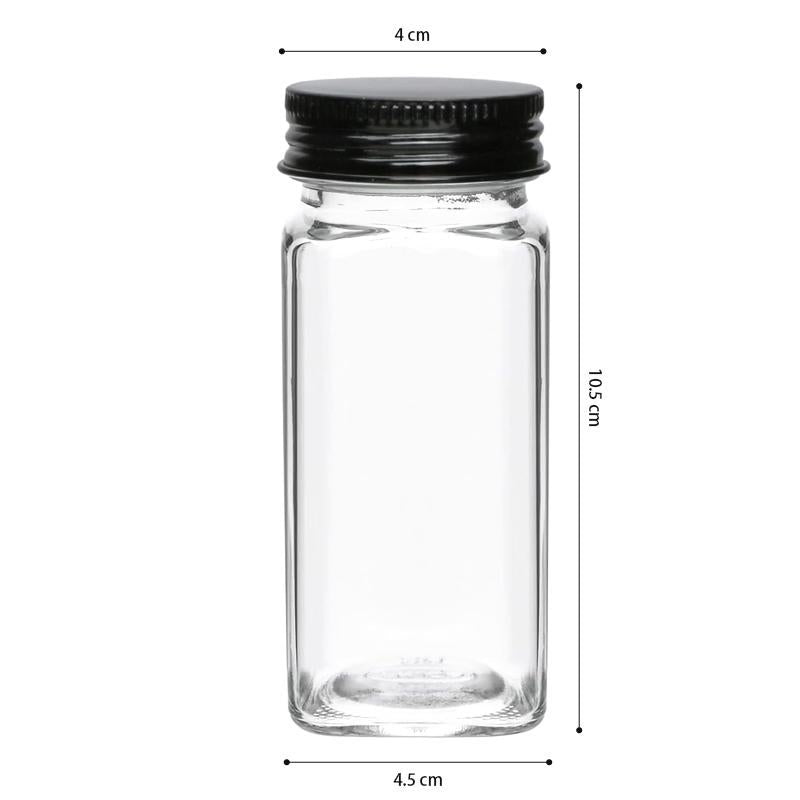 STORFEX 24-Pack 120ml Glass Spice Jars with Labels - Black