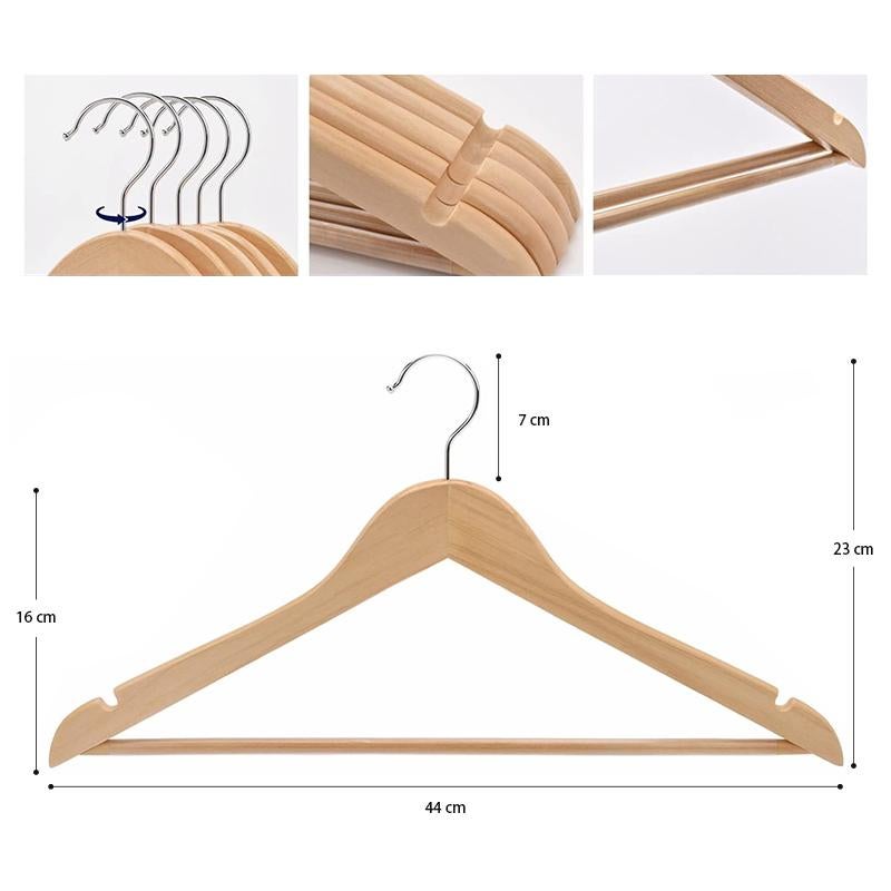STORFEX 30 Pack Wooden Coat Hangers - Natural