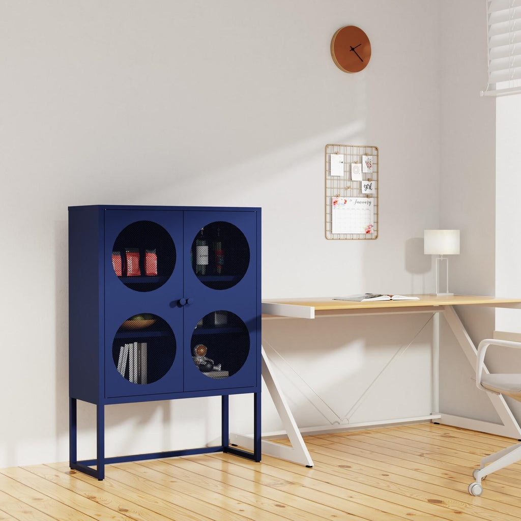 Fraser Country Milan Metal Cabinet With Two Mesh Doors - Navy Blue