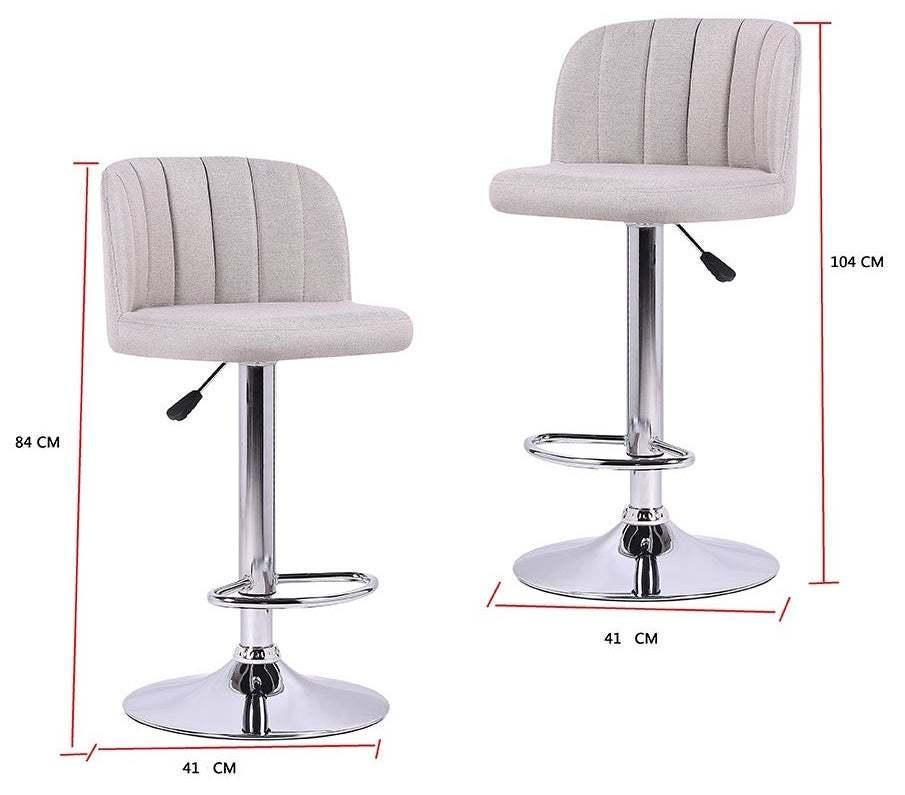 Fraser Country Adjustable Finest Grey Fabric Curved Bar Stool (2/Pack)