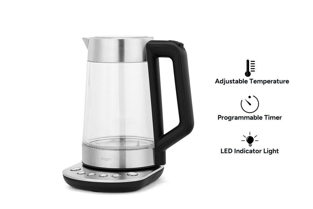 Kogan 1.7L Double Wall Glass Kettle with Digital Base