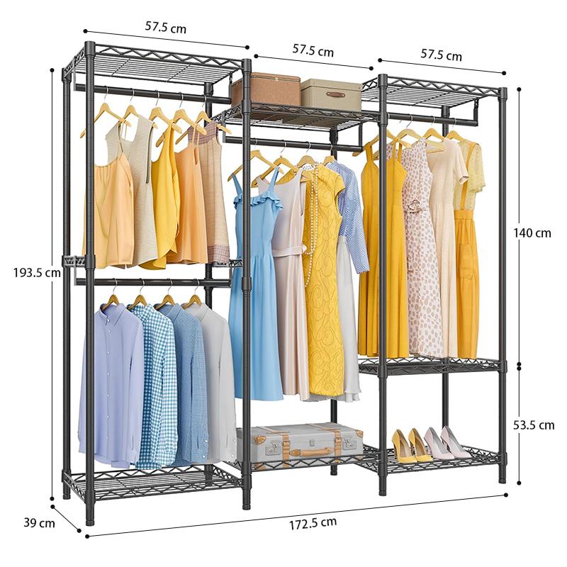 STORFEX Adjustable Heavy Duty Metal Clothing Rack - Black