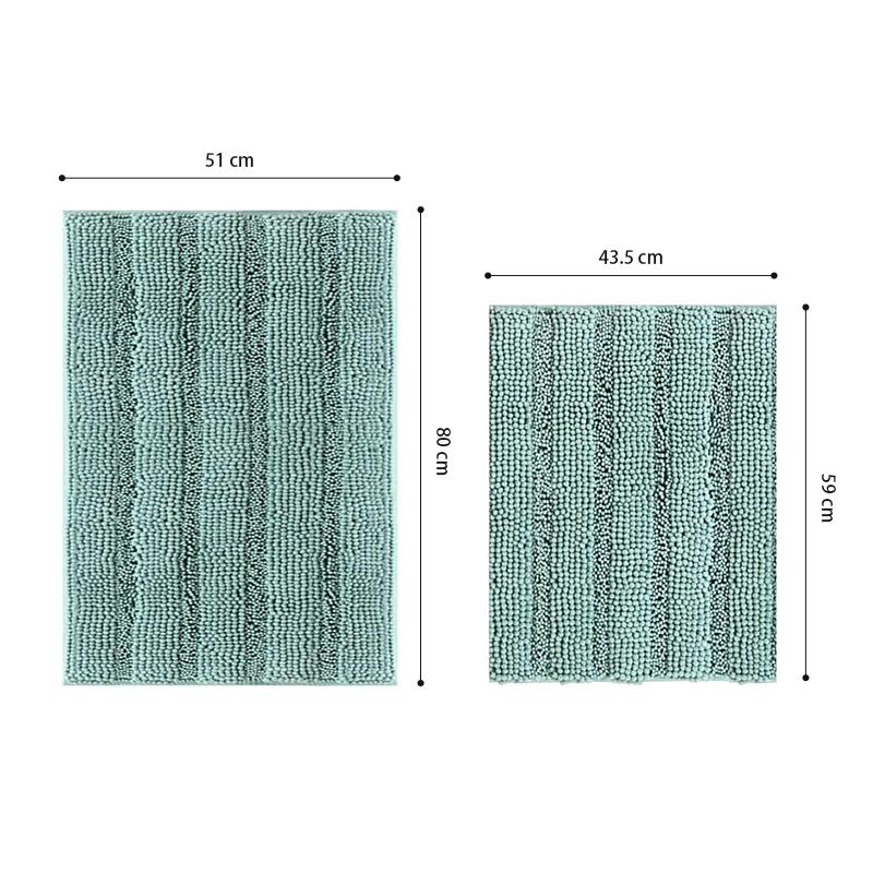 COMFEYA 2pcs Non Slip Shaggy Chenille Bathroom Mat Set - Green