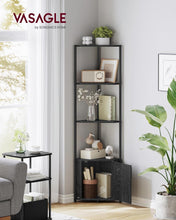 Load image into Gallery viewer, VASAGLE 5-Tier Corner Shelf with Storage - Black