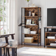 Load image into Gallery viewer, Vasagle : 4 Tiers Metal Frame Bookcase - Rustic Brown