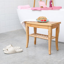 Load image into Gallery viewer, STORFEX 2-Tier Bamboo Shower Stool