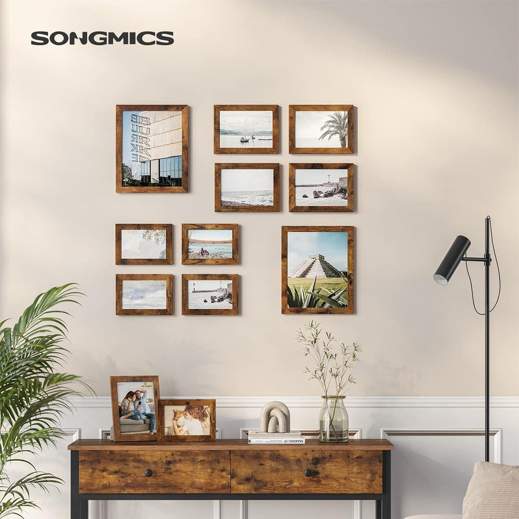 SONGMICS Collage Picture Frames (Pack of 10) - Rustic Brown