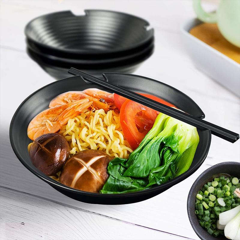 Set of 4 Ramen Bowls with Spoons and Chopsticks
