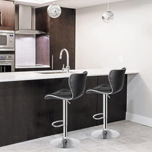 Load image into Gallery viewer, Fraser Country Adjustable Swivel High Back PU Leather Bar Stool (2/Pack) - Black