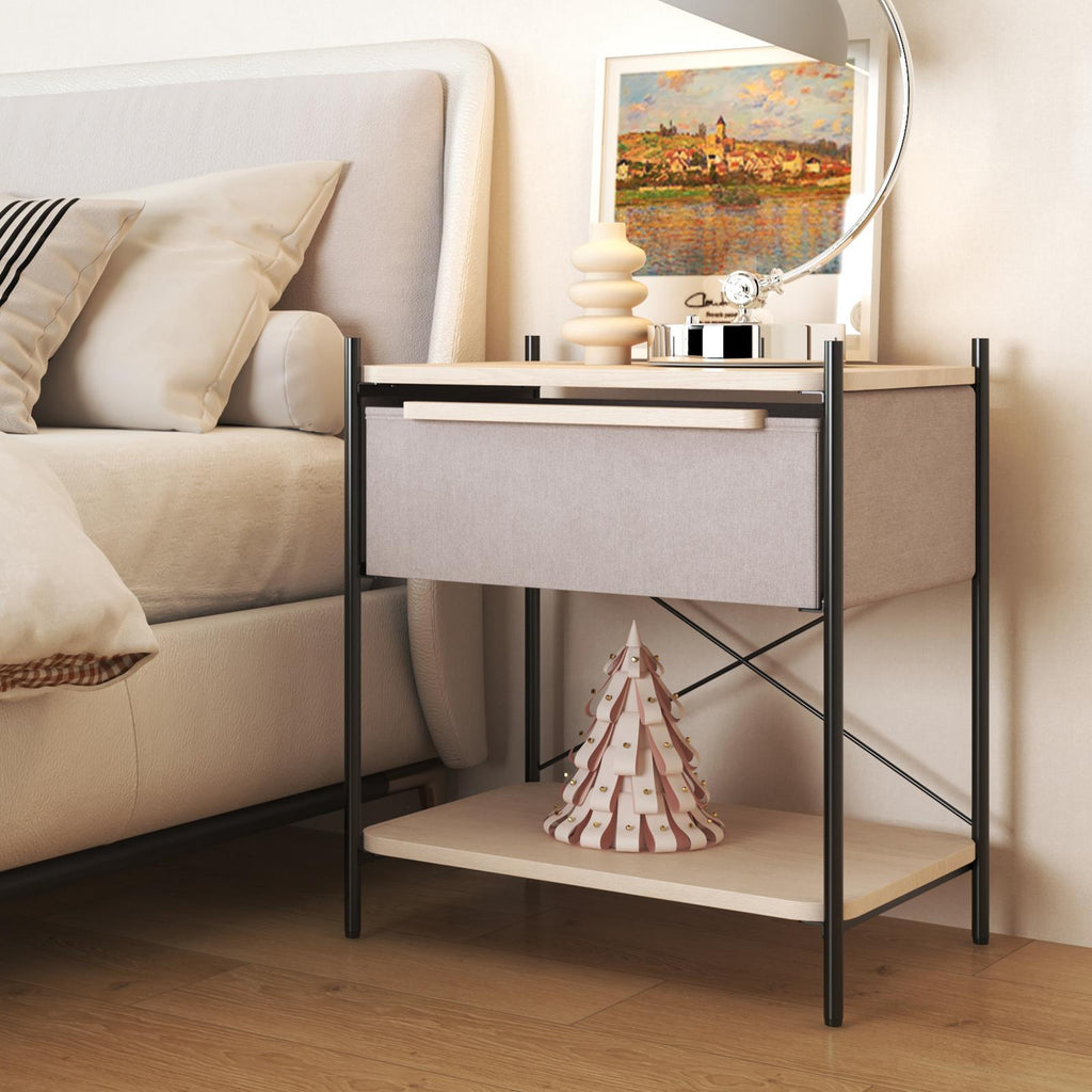 Fraser Country 1 Drawer Byra Nightstand - Light Grey & Black