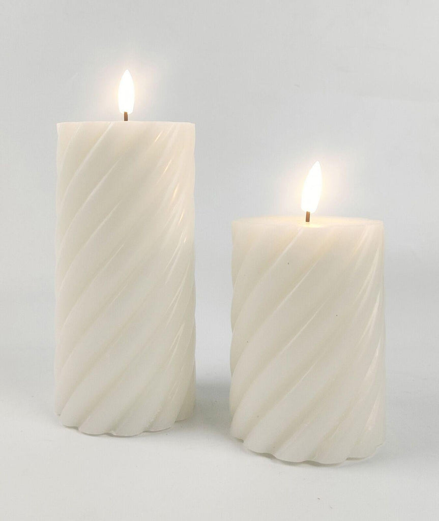 Urban Products: Swirl Chunky Pillar LED Candle - Cream