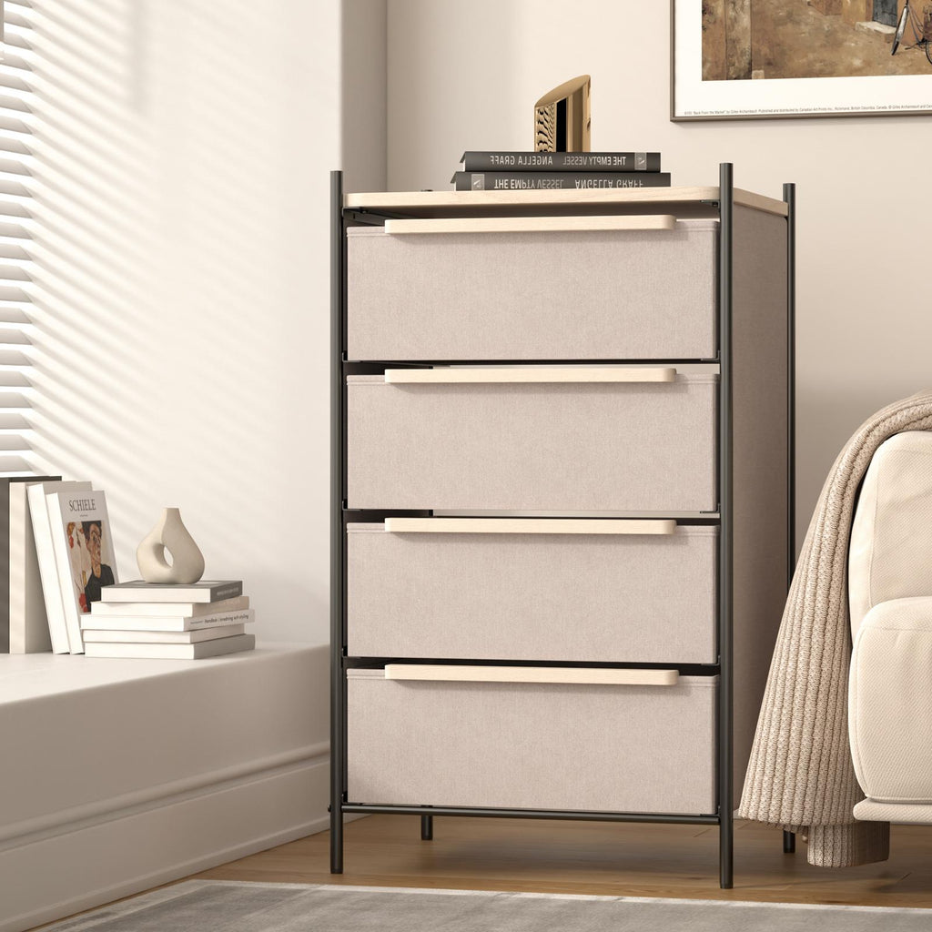 Fraser Country 4 Drawer Byra Dresser - Light Grey & Black