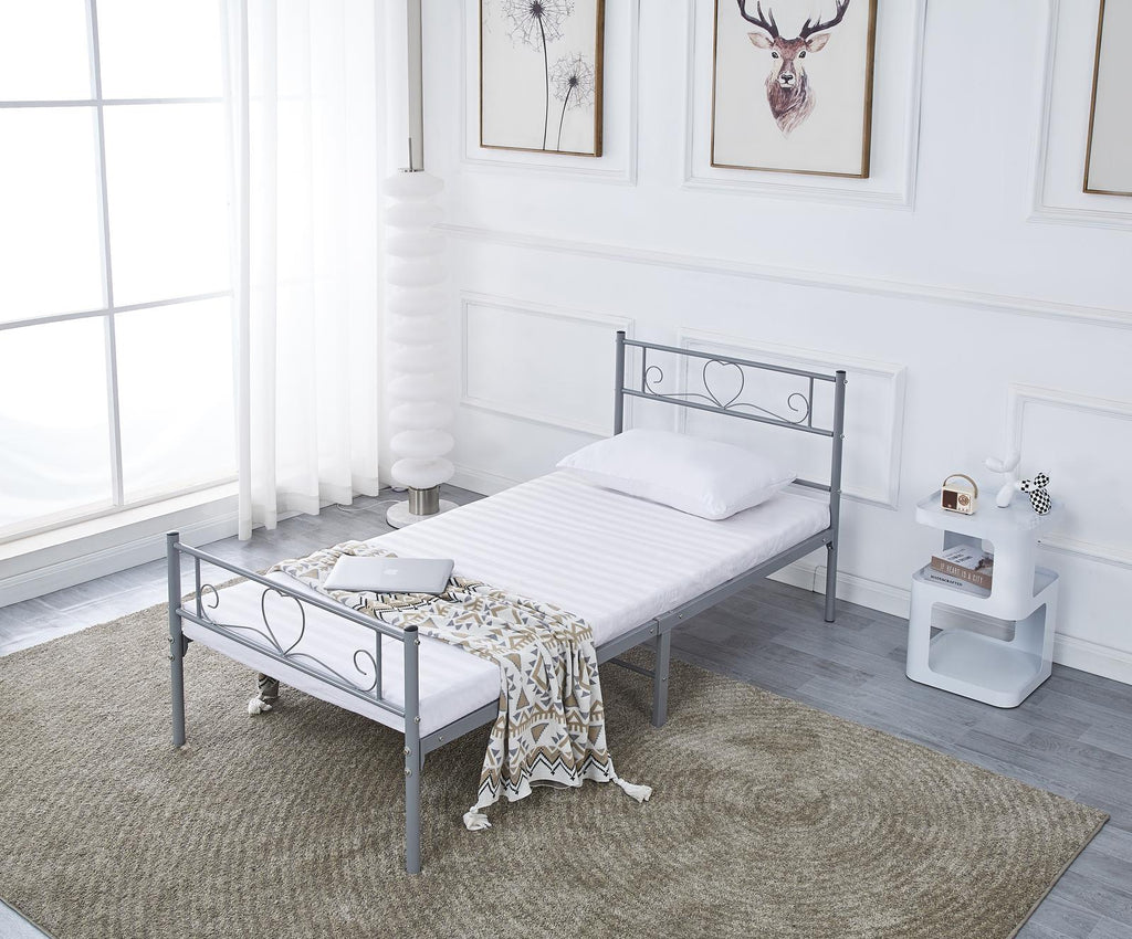 Fraser Country Single Metal Bed Frame - Grey