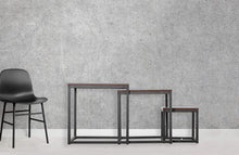 Load image into Gallery viewer, 3 Piece Square Nesting Coffee Tables Set - Walnut &amp; Black