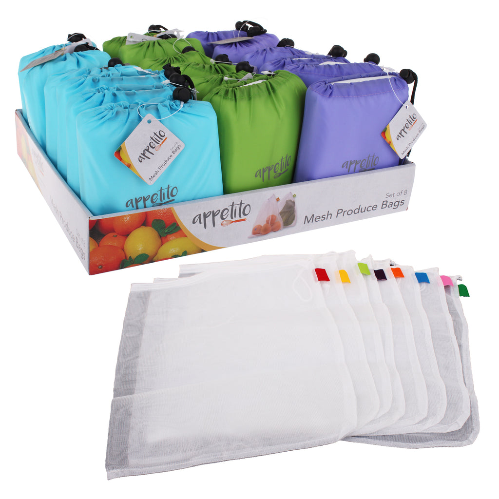 Appetito: Reusable Mesh Produce Bags (Set of 8)