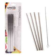 Load image into Gallery viewer, Stainless Steel Straight Smoothie Straws with Brush (Set of 4) - Appetito