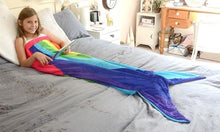 Load image into Gallery viewer, Snug-Rug Rainbow Mermaid Tail Blanket