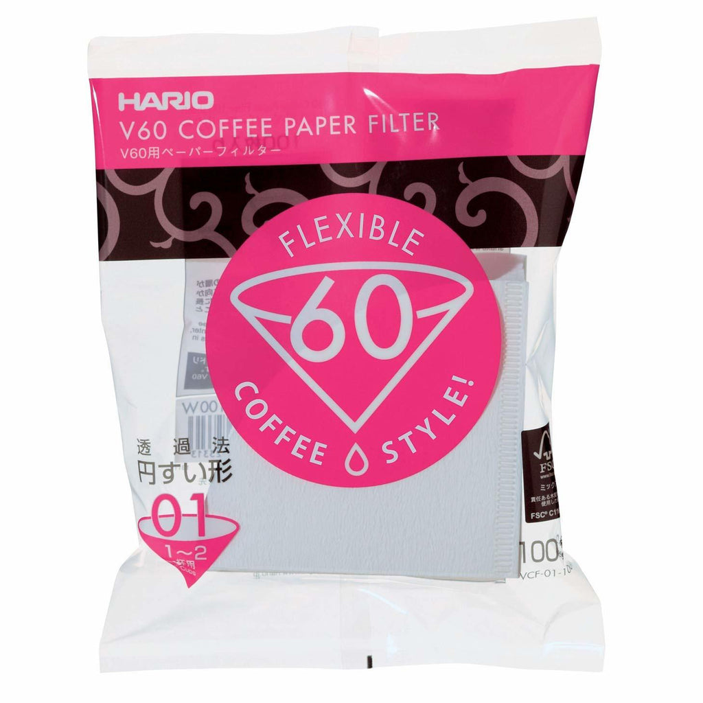 Hario: V60 Coffee Paper Filters White 01 Size (100 Pack)