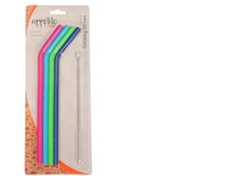 Load image into Gallery viewer, Appetito: Silicone Bent Drinking Straws (Set of 4 With Brush)