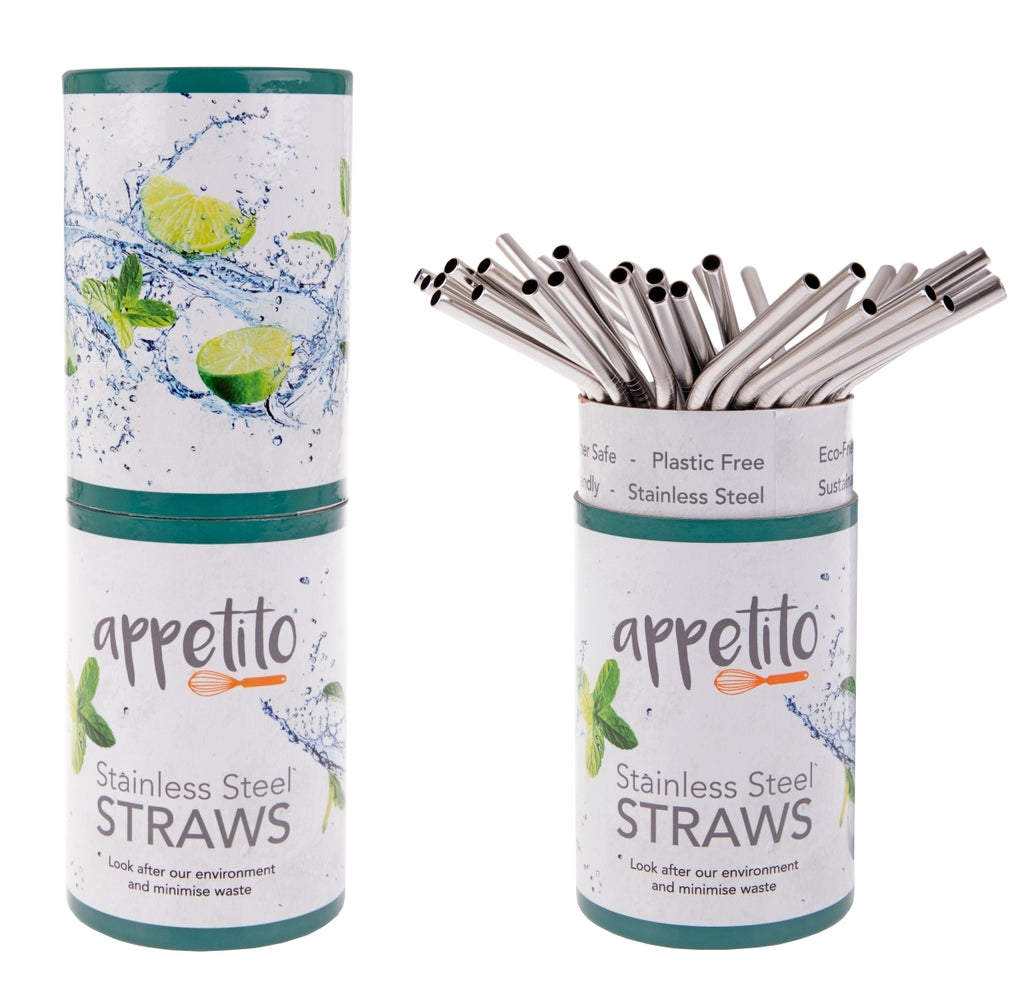 Appetito: Appetito Stainless Steel Bent Drinking Straws (Tub of 36)