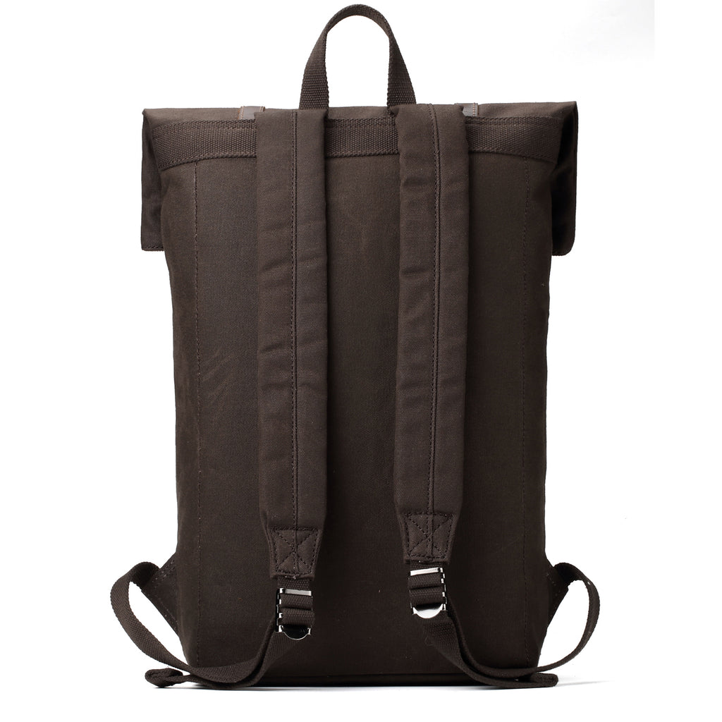 Troop London: Edison Waxed Canvas Backpack - Dark Brown