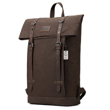 Load image into Gallery viewer, Troop London: Edison Waxed Canvas Backpack - Dark Brown
