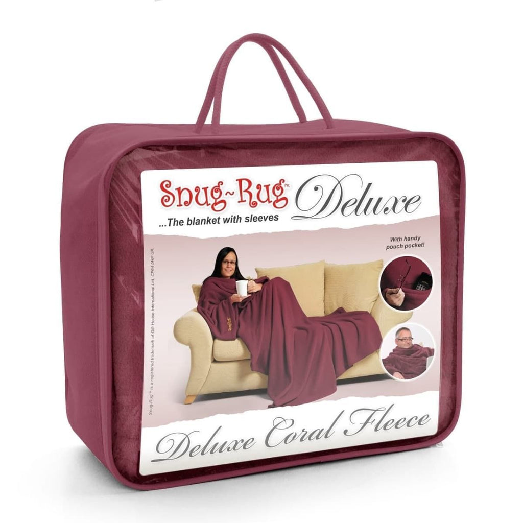 Snug-Rug Deluxe Blanket with Sleeves (Mulberry Red)