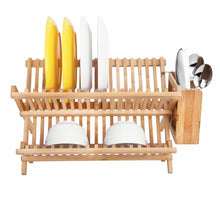 Load image into Gallery viewer, Bamboo Dish Rack with Utensil Holder
