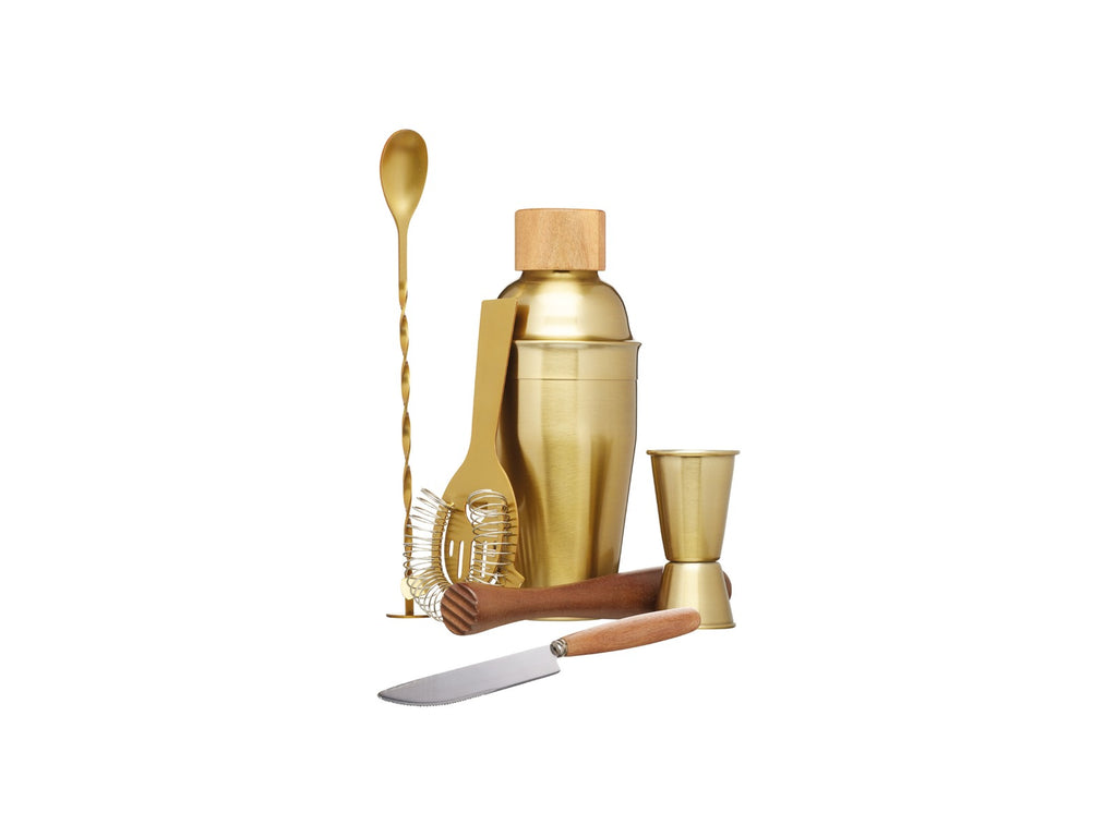 BarCraft: Cocktail Set Brass - Gift Boxed (6pc)