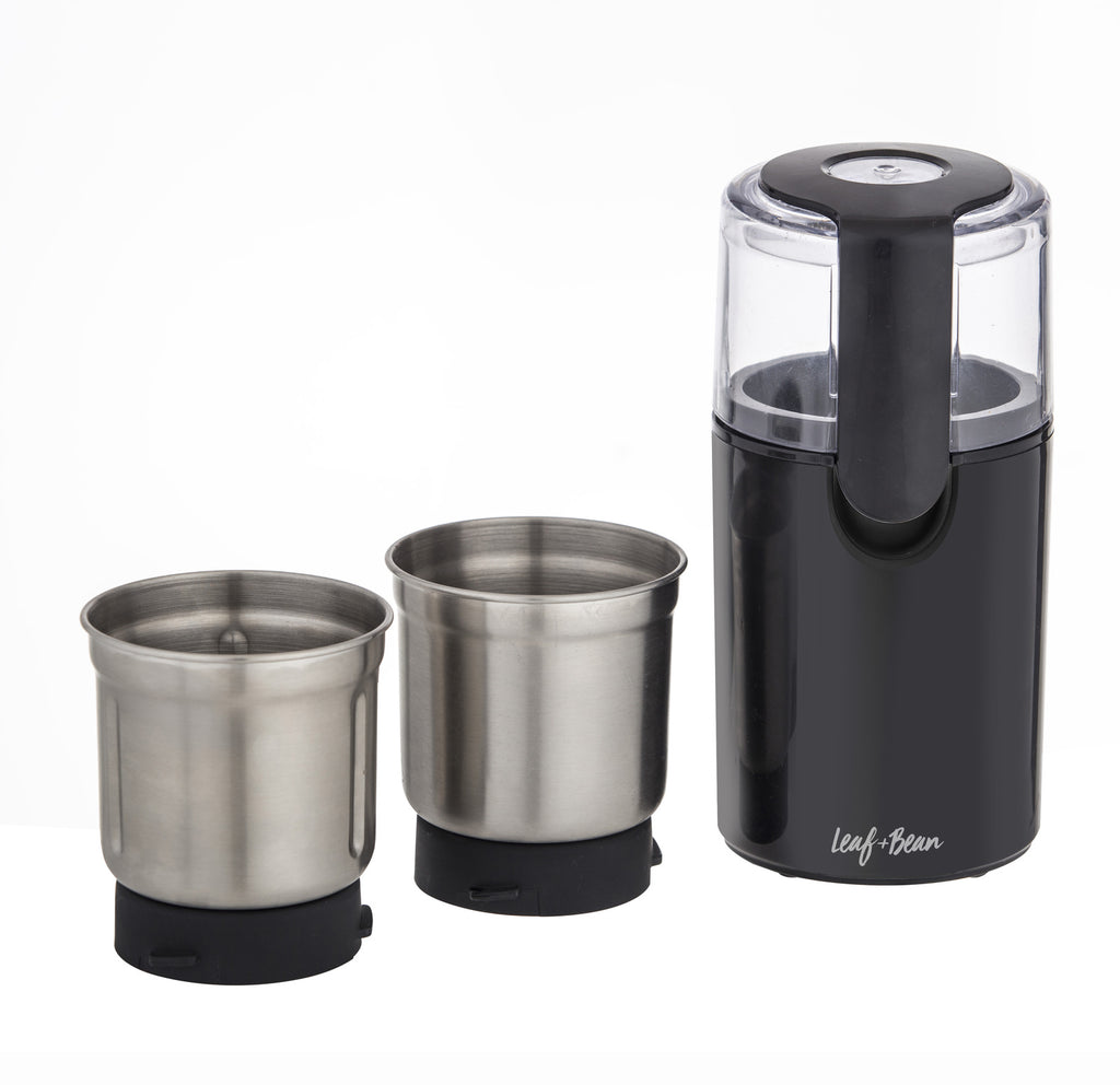 Leaf & Bean: 2 in 1 Electric Coffee & Spice Grinder (10x10x21cm/1 Removable Coffee Grinder Bowl/ 1 Removable Chopping Bowl)