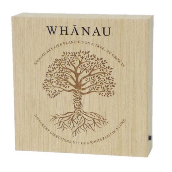 Gifted Kiwi: Whanau Wooden LED Block