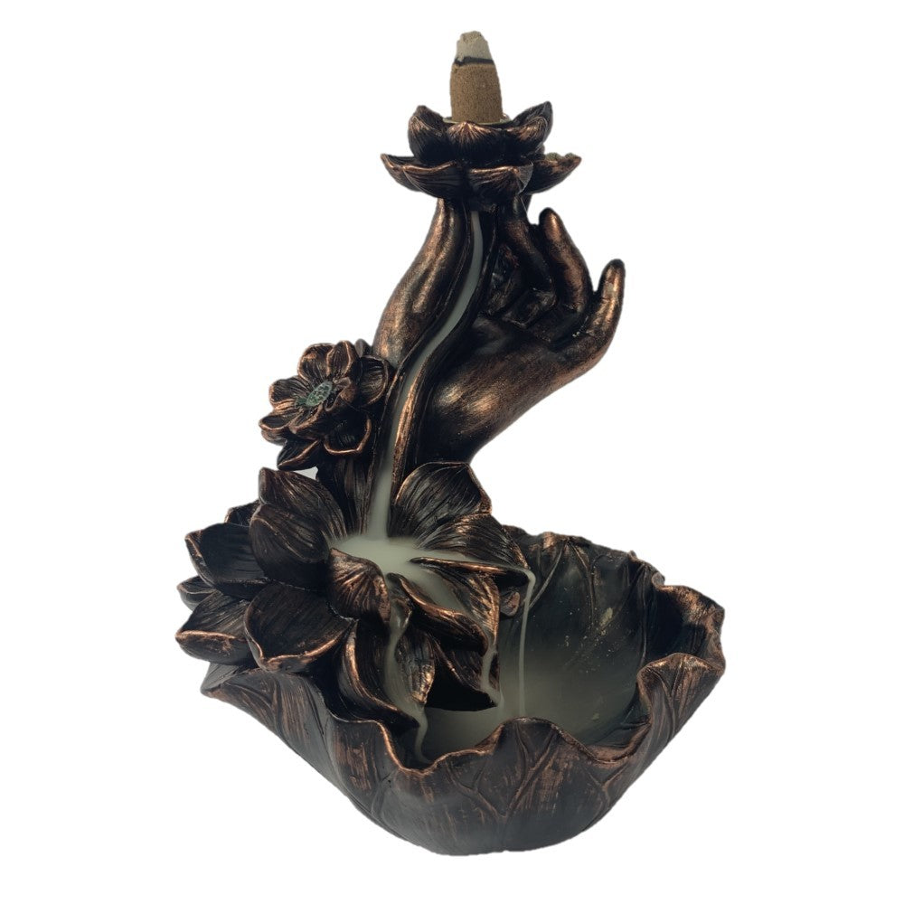 Mt Meru: Lotus & Hand Bronze Backflow Burner