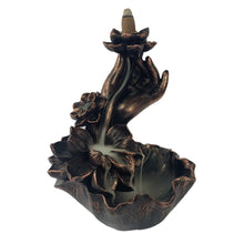 Load image into Gallery viewer, Mt Meru: Lotus &amp; Hand Bronze Backflow Burner