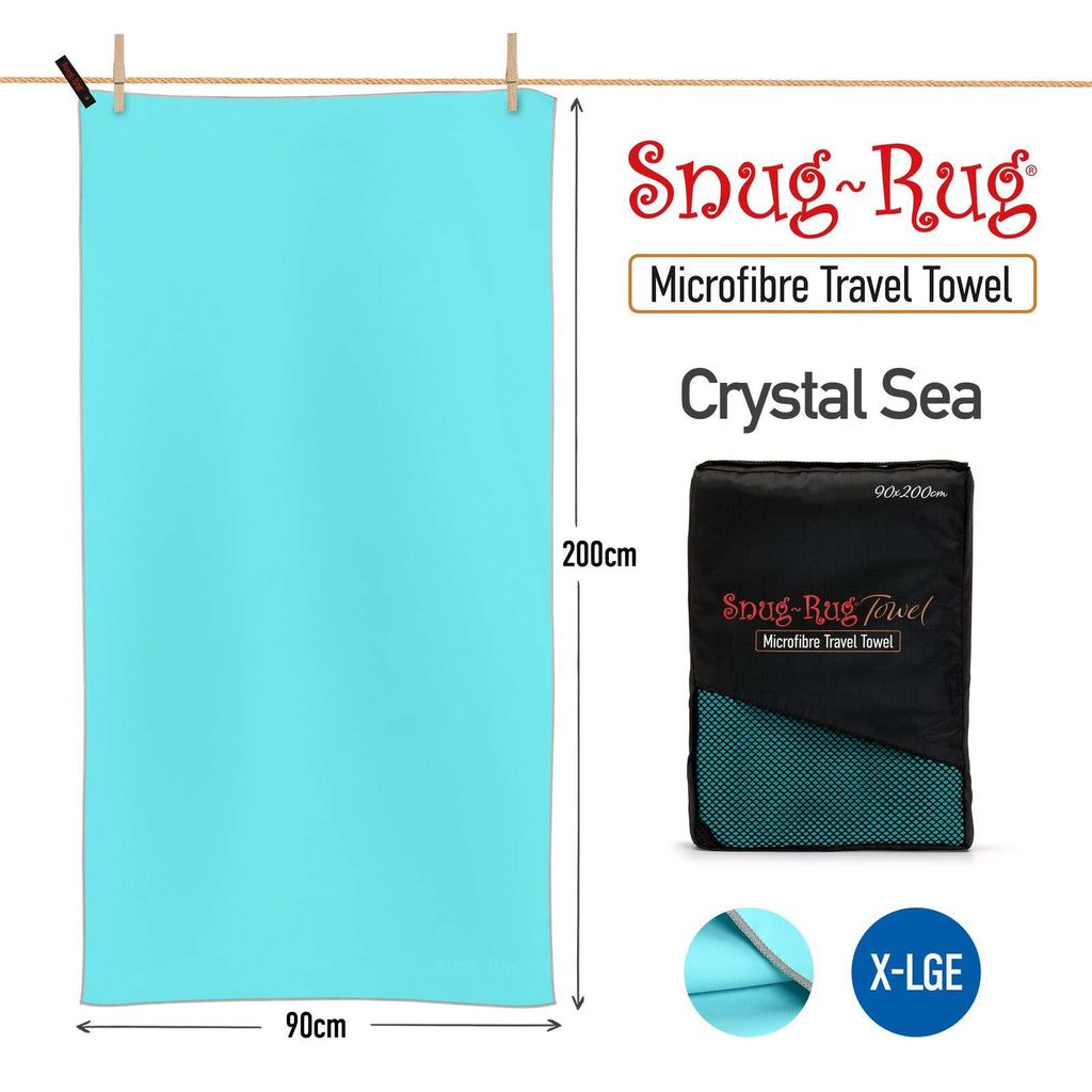 Snug Rug Microfibre Quick Dry Beach Towel - Crystal Sea Blue (Extra Large) - Snug-Rug