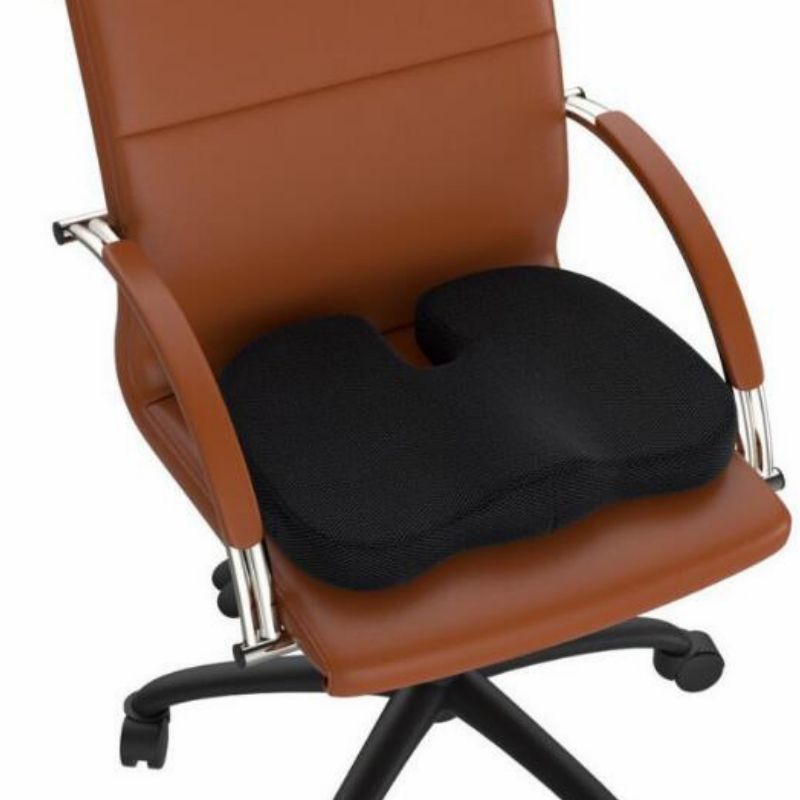 Office Chair Cushion with Memory Foam & Comfort Gel - Black