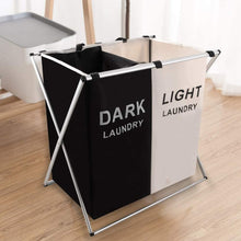 Load image into Gallery viewer, Double Folding Fabric Laundry Basket