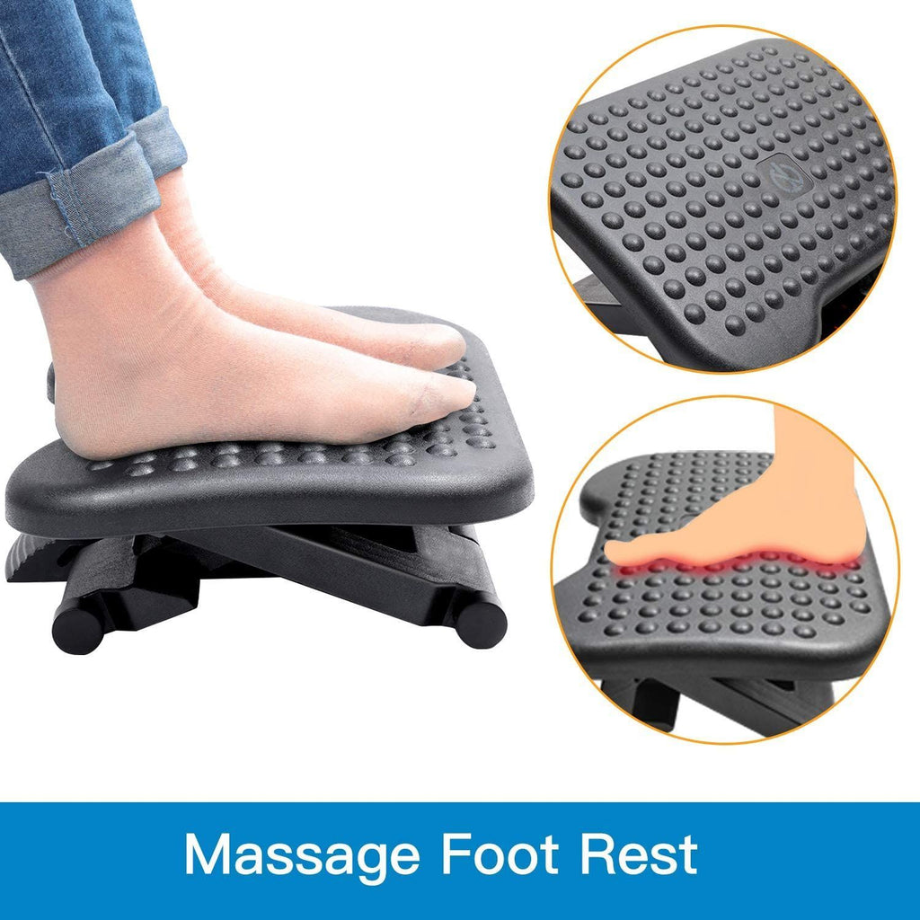 Adjustable Under Desk Footrest - Ergonomic Foot Rest with 3 Height Positions